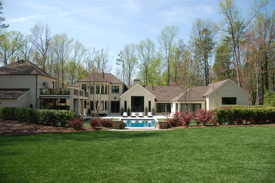 Transitional exterior home idea in Charlotte