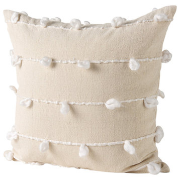 Erica 20x20 Cream With White Detail Decorative Pillow Cover