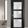 Solid French Door Frosted Glass 32 x 80, Lucia 2552 Matte Black