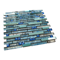 Ocean Blue Stainless Steel Luxury Diamond Glass Mosaic Tile Collection - Home Accessories & Decor