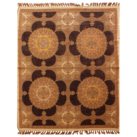 Chenille Wool Blend Medallion Throw, Brown, Camel