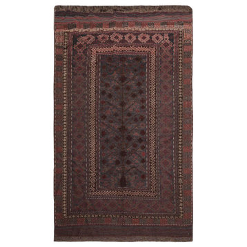5'2''x8'8'' Hand Woven Wool Oriental Area Rug, Gray, Brown Color