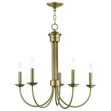 Livex Lighting Estate Light Chandelier, Antique Brass