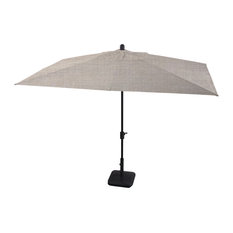 10'x6.5' Elastic Market Antique Bronze Frame Umbrella, Sunbrella, Cast Silver
