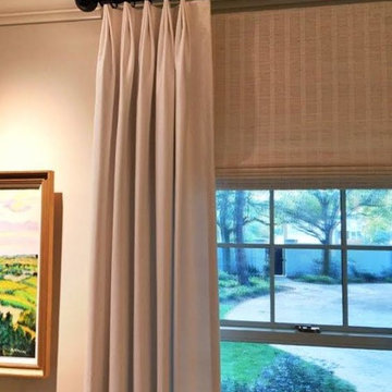 Ceiling mounted drapery hardware