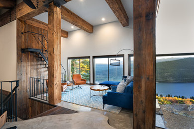 Example of a mountain style living room design in Other