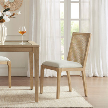 Madison Park Canteberry Natural Rustic Cane Back Dining Chair, Cream