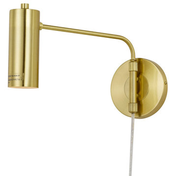 Maren Gold 1-Arm Wall Sconce for Plug-In or Hardwire Installation, Gold Finish