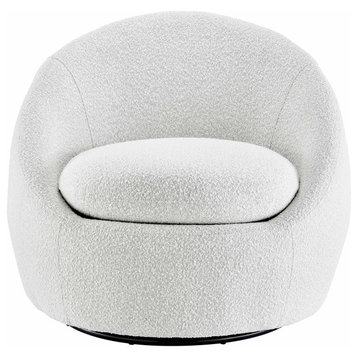 Adelmo Fabric Swivel Accent Chair, Boucle Beige