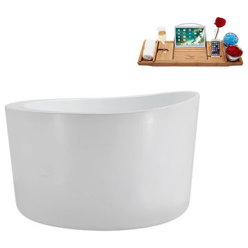 43" Streamline N3780WH Soaking Freestanding Tub and Tray With Internal Drain