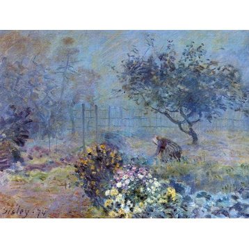 Alfred Sisley Foggy Morning- Voisins, 21"x28" Wall Decal Print