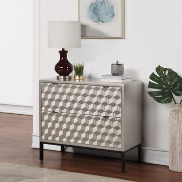 2 Drawer Accent Chest with Raised Geometric Patter
