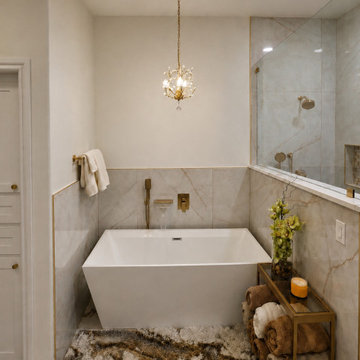 Luxury Transitional Bathroom with Freestanding Tub