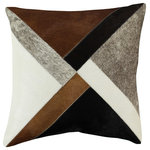 Natural Geo Home Furnishings - Natural Geo Brown/Gray/White Abstract Geometric Cowhide Throw Pillow - *Carefully stitched for a clean and neat look