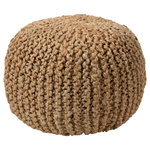 Jaipur Living - Vibe Living Azene Handmade Solid Cylinder Pouf, Tan, 20"x20"x14" - Coastal-inspired texture and style define the casual and contemporary appeal of the Canova collection. The Azene ottoman features a chunky knit weave handcrafted in India of 100% natural jute. This versatile, tan pouf can be used as an ottoman or foot stool, additional seating, accent table, or decorative accessory in any indoor space.