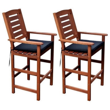 Afuera Living Natural Wood Outdoor Bar Height Chairs (Set of 2)