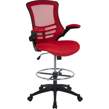 Flash Furniture Mid-Back Red Mesh Drafting Chair
