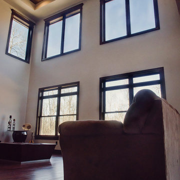 Two Story Maple Trimmed Windows