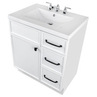 Manhattan Vanity, 1-Door 3-Drawer, White, 30", Single Bowl