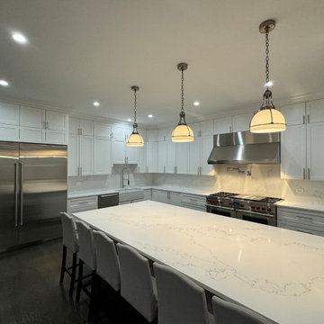 Custom hand made and assembles all wood cabinetry with SubZero,Wolf,Cove applian