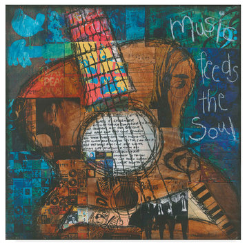 Jennifer Mccully 'Music Feeds The Soul Guitar' Canvas Art, 24x24