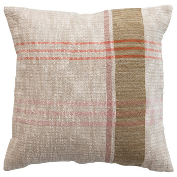 28" Square Woven Cotton/Linen Plaid Pillow, Multi Color