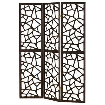 Benzara BM159226 Intricate Mosaic Cutouts Folding Screen, Black