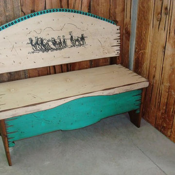 Turquoise Rustic Storage Bench