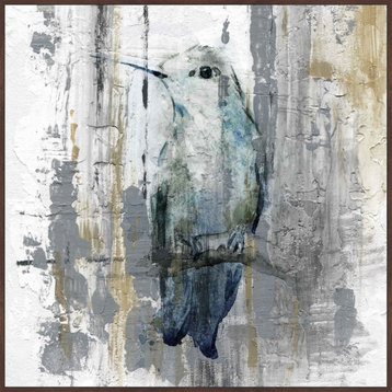 "Perching Grey" Floater Framed Painting Print on Canvas, 12"x12"