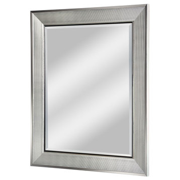 Chrome Pave Textured Frame Beveled Edge Accent Mirror - 29 x 35