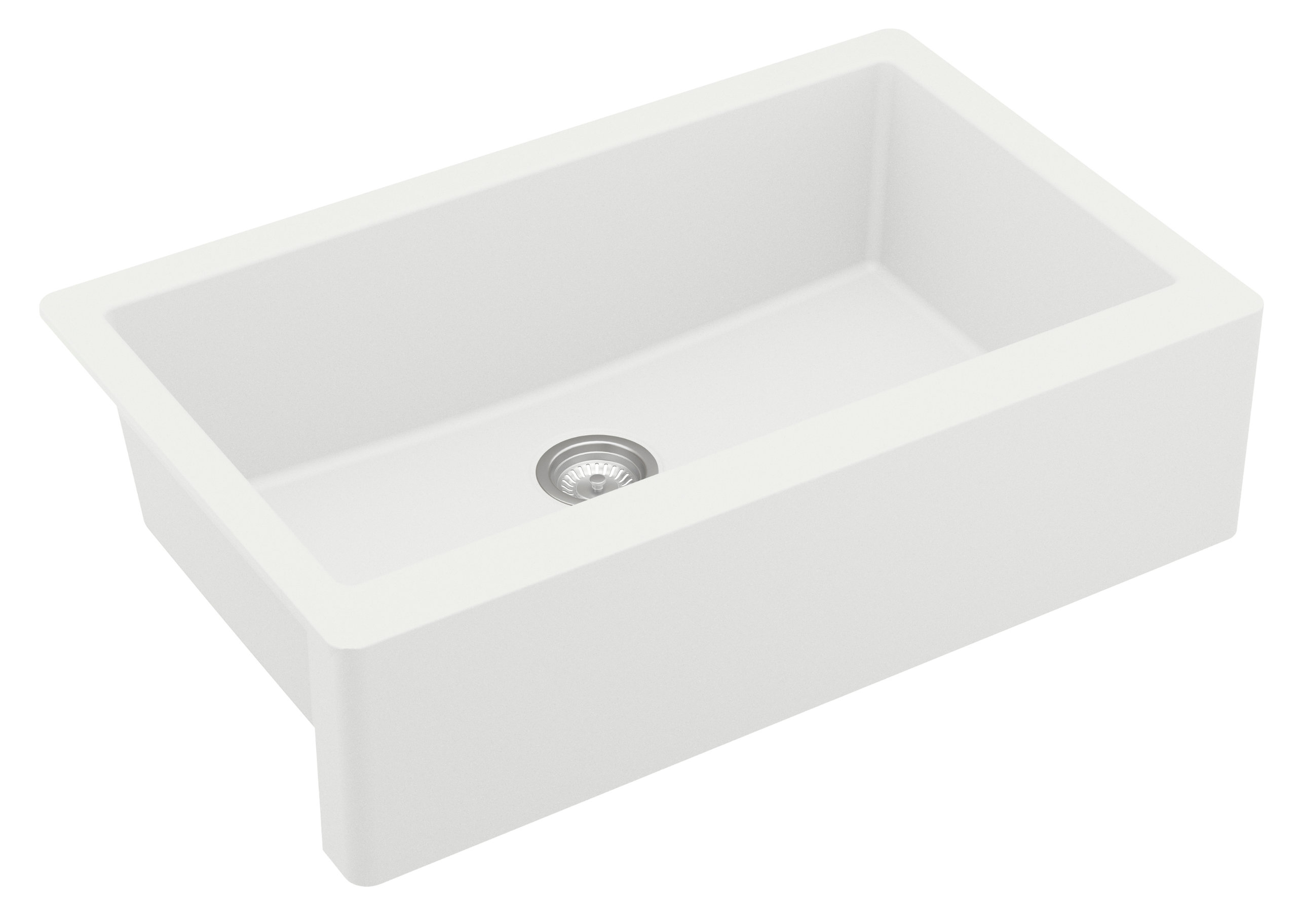 Karran Farmhouse/Apron-Front Quartz 34" Single Bowl Kitchen Sink, White