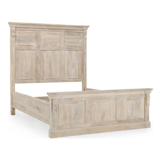 Adelaide Mango Wood Bed, White Wash, King - French Country - Platform ...