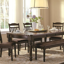 Coaster Mulligan 7-Piece Dark Walnut Table and Chair Set with Bench - Dining Sets