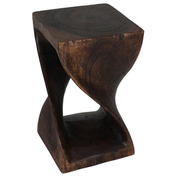 Haussmann® Original Wood Twist Stool 12 X 12 X 20 In High Mocha Oil