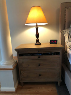 Mirror behind 2024 nightstand lamp