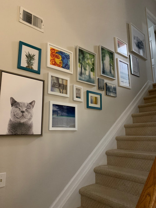 gallery wall up staircase