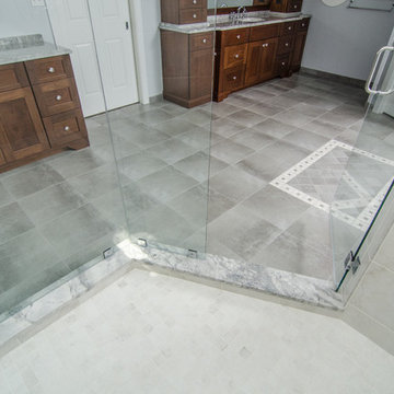 Super White Quartzite Master Bathroom