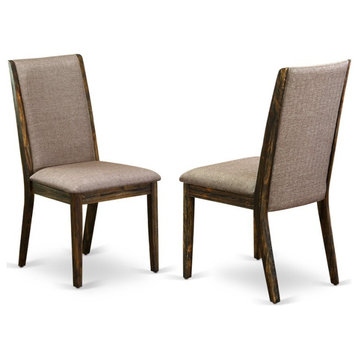 East West Furniture Lancy 39" Fabric Dining Chairs in Jacobean/Brown (Set of 2)