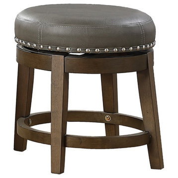 Lexicon Westby 18" Faux Leather Round Swivel Dining Stool in Gray (Set of 2)