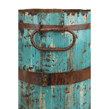 Rustic Farmhouse Trim Bucket-Vintage Inspired-Large-15 Inch, Turquoise