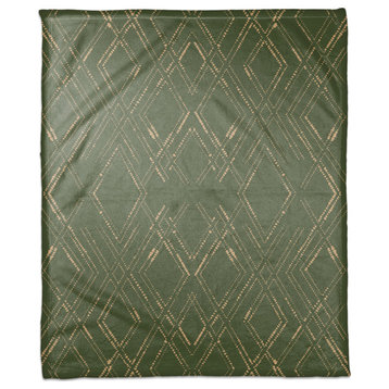 Green and Gold Diamond 50x60 Coral Fleece Blanket