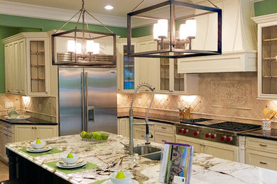 Example of a huge transitional kitchen design in Detroit