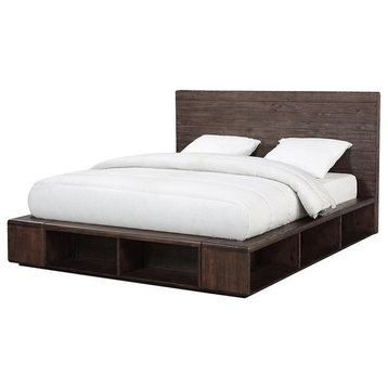 Modus McKinney King Platform Storage Bed in Espresso Pine