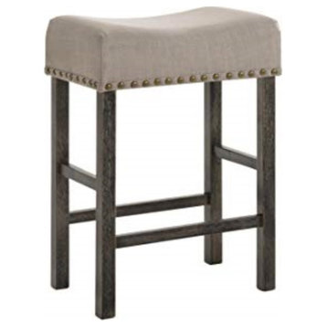 73833 Counter Height Stool Set of 2, Tan Linen and Weathered Gray