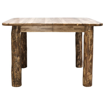 Montana Log Collection Wood Dining Table In Stained And Lacquer MWGCDT4PL