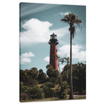 Pi Photography Wall Art and Fine Art - Jupiter Lighthouse Colorized Coastal Landscape Canvas Wall Art Print, 24" X 36" - Jupiter Lighthouse Colorized - Nautical / Maritime / Beach / Coastal / Seascape / Nature / Landscape Photograph Canvas Wall Art Print - Artwork - Wall Decor