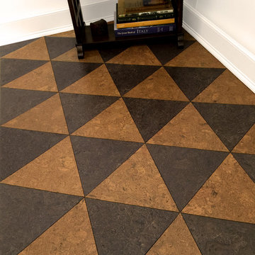 Triangle Cork Flooring Tiles in Golden Oak and Sable