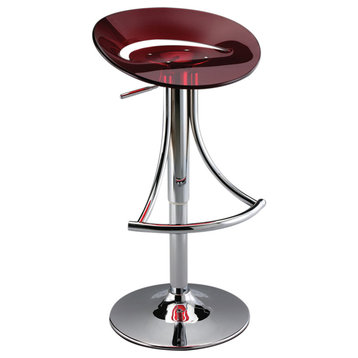 Bar Stool With Acrylic Seat, Red