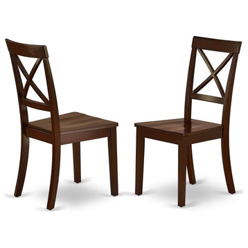 Boston Chair Wood Seat, Black and Cherry Finish, Set of 2