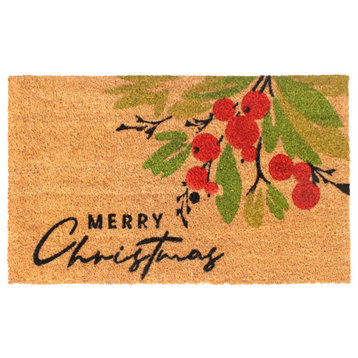 Red Machine Tufted Holiday Merry Christmas Berry Doormat, 18"x30"